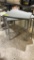 3 outdoor 28 x 28 four leg plastic  resin tables