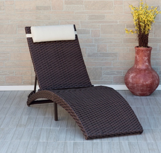 BRAND NEW ORIGINAL PACKAGING 2-PIECE FOLDING WICKER AND ALUMINUM CHAISE LOUNGER