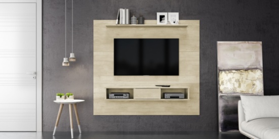 BRAND NEW INDOOR 71" TV BOARD WITH SHELF SAND COLOR
