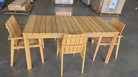 BRAND NEW OPEN BOX 5-PIECE TEAK FINISH OUTDOOR DINING SET