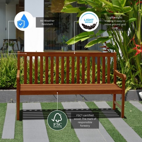 BRAND NEW ORIGINAL PACKAGING OUTDOOR 3-SEATER BENCH 59" LONG
