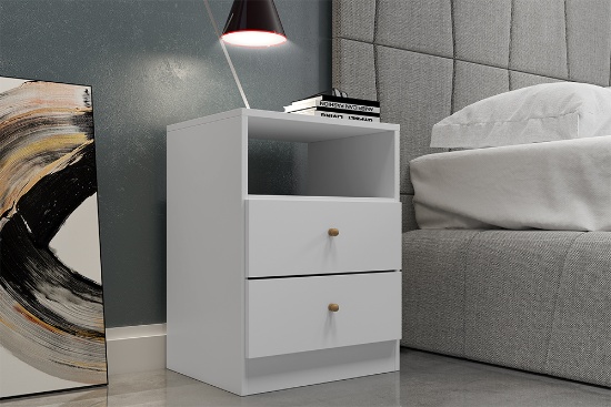 BRAND NEW WOOD 2-DRAWER NIGHTSTAND WHITE - PACK OF 2