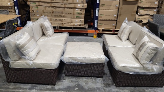 BRAND NEW ORIGINAL PACKAGING OUTDOOR 5-PIECE SECTIONAL SET WITH SUNBRELLA BEIGE CUSHIONS