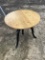 Round Wood Top Metal Side Table