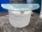 Half Moon Glass Top Stone Base Foyer Table (matches previous lot)