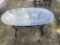 Oval Glass Top Metal Coffee Table