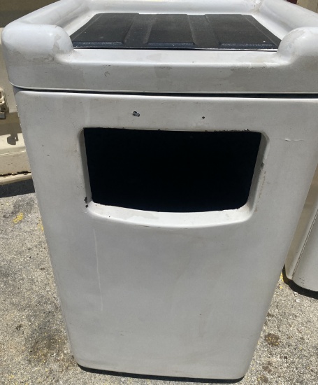 Trash receptacle with top tray holder