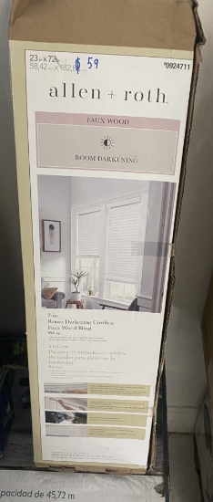 Brand New, In Box Allen+Roth 2" Room Darkening Cordless Faux Wood Blind - White