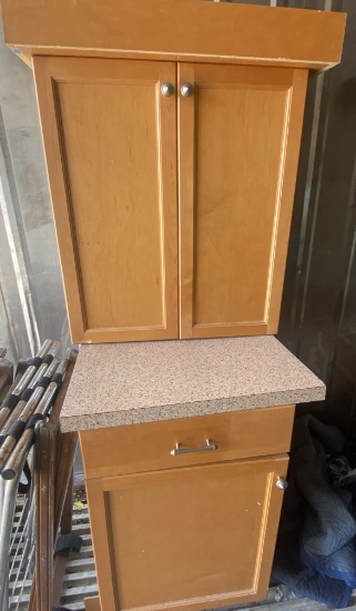 Wood Cabinet with Top and Bottom Storage