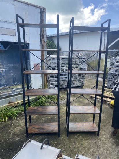 Six Tier Wood And Metal Shelving Unit