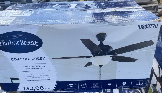New, In Box Harbor Breeze Coastal Creek Five Blade LED Lighted Ceiling Fan