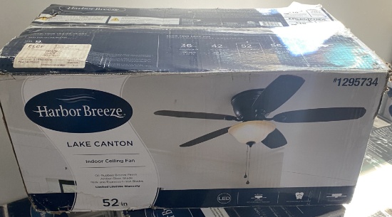 New, In Box Harbor Breeze Lake Canton Five Blade LED Lighted Ceiling Fan