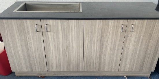 70" x 22" Marble Top Counter with built in stainless steel 29 inch x 14 inch ice bath with drain sys