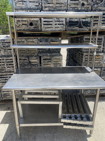  48" x 30" all stainless steel Tables with double overshelf
