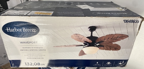 New, In Box Harbor Breeze Waveport Five Blade Lighted Ceiling Fan