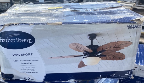 New, In Box Harbor Breeze Waveport Five Blade Lighted Ceiling Fan
