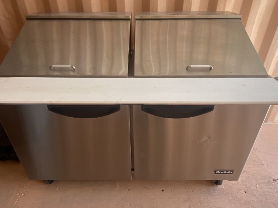 Padela Two S/S Door Sandwich Prep Table on Casters - Like New