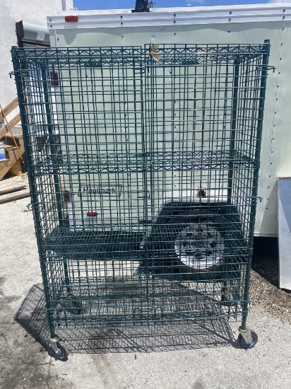 48" Epoxy Coated Three Shelf Cage on Casters