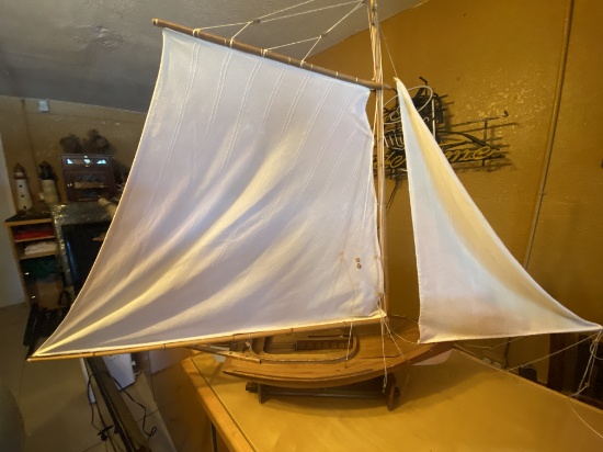 30" Wood Sail Boat with fabric sails