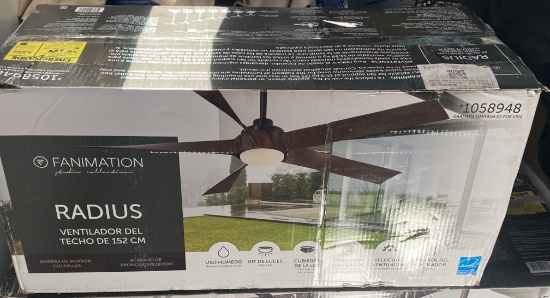 New, In Box Fanimation Radius Five Blade LED Lighted Ceiling Fan