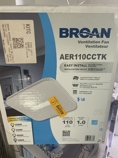 Brand new, in Box Broan AER110CCTK Ventilation Fan