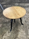 Round Wood Top Metal Side Table