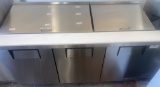 True 72 inch three door refrigerated mega top prep table  TSSU-72