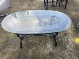 Oval Glass Top Metal Coffee Table