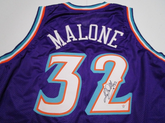 Karl Malone of the Utah Jazz signed autographed basketball jersey PAAS COA 579