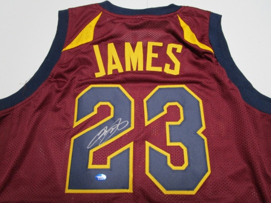 LeBron James of the Cleveland Cavaliers signed autographed basketball jersey TAA COA 444