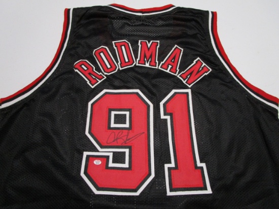 Dennis Rodman of the Chicago Bulls signed autographed basketball jersey PAAS COA 779