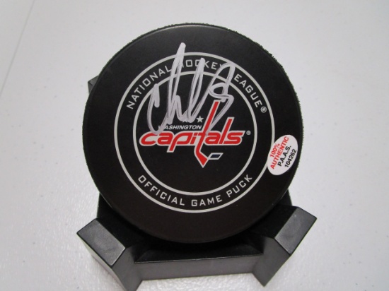Alexander Ovechkin of the Washington Capitals signed autographed logo hockey puck PAAS COA 262