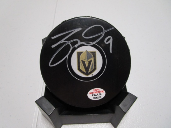 Jack Eichel of the LV Golden Knights signed autographed logo hockey puck PAAS COA 272