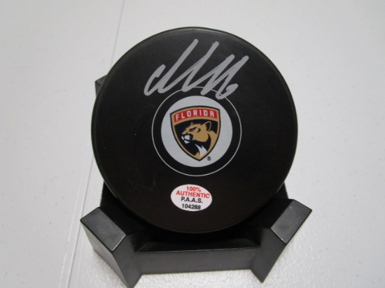 Aleksander Barkov of the Florida Panthers signed autographed logo hockey puck PAAS COA 288