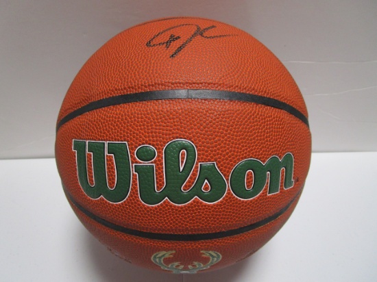 Giannis Antetokounmpo of the Milwaukee Bucks signed auto full size basketball PAAS COA 553