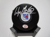 Wayne Gretzky of the NY Rangers signed autographed logo hockey puck PAAS COA 346