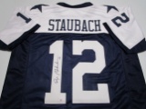 Roger Staubach of the Dallas Cowboys signed autographed football jersey PAAS COA 079