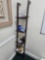 Four Tier Wall Mount Wood Shelving Unit with Contents