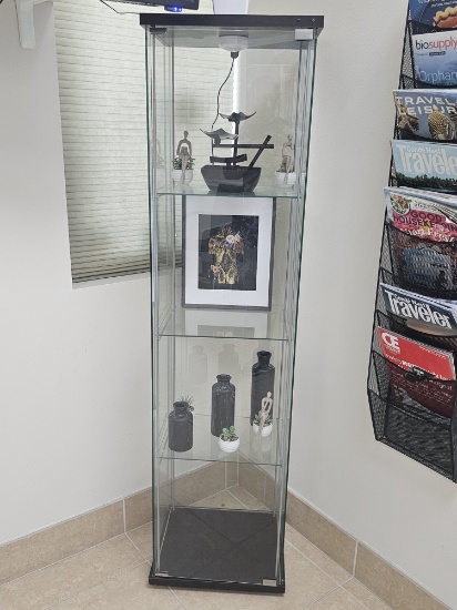 Four Tier Glass Enclosed Illuminated Curio Cabinet