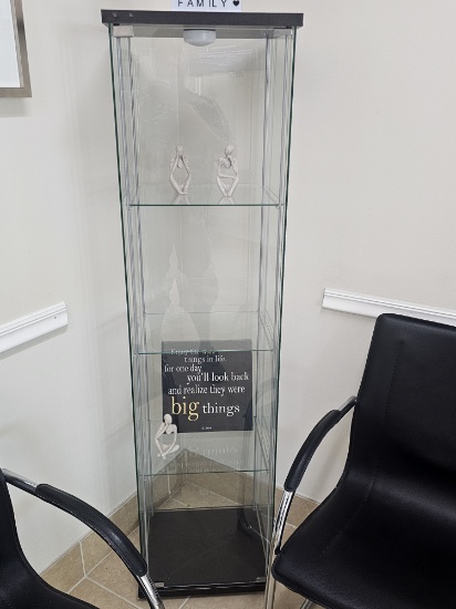 Four Tier Glass Enclosed Illuminated Curio Cabinet