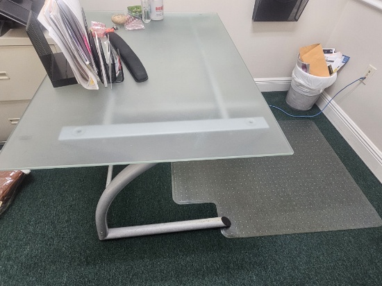 44" x 30" Glass Top Metal Desk