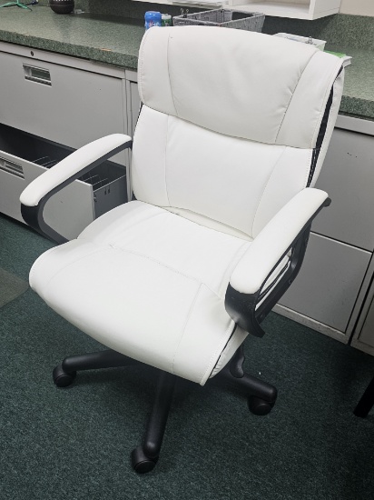 Rolling Leather Office Chair with Plastic Chair Mat