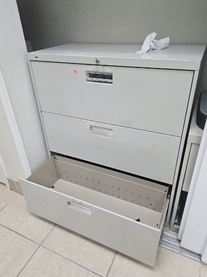 HON 36" Three Door Locking Metal Filing Cabinet