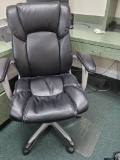 Rolling Executive Leather Office Chair with Plastic Chair Mat