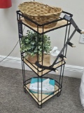 Three Tier Side Table with Contents - Includes Halloween and Christmas Lot