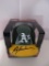 Rickey Henderson of the Oakland A's signed autographed mini batting helmet PAAS COA 105
