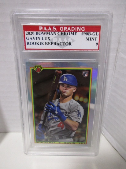 Gavin Lux Dodgers 2020 Bowman Chrome ROOKIE Refractor #90B-GL graded Mint 9