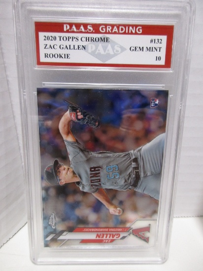 Zac Gallen Diamondbacks 2020 Topps Chrome ROOKIE #132 graded PAAS Gem Mint 10