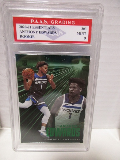 Anthony Edwards Timberwolves 2020-21 Essentials ROOKIE #203 graded PAAS Mint 9