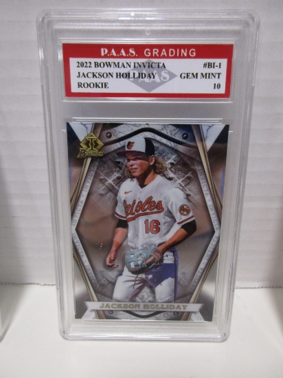 Jackson Holliday Orioles 2022 Bowman Invicta ROOKIE #BI-1 graded PAAS Gem Mint 10